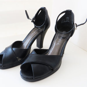 Ankle Strap Block Heel Pumps